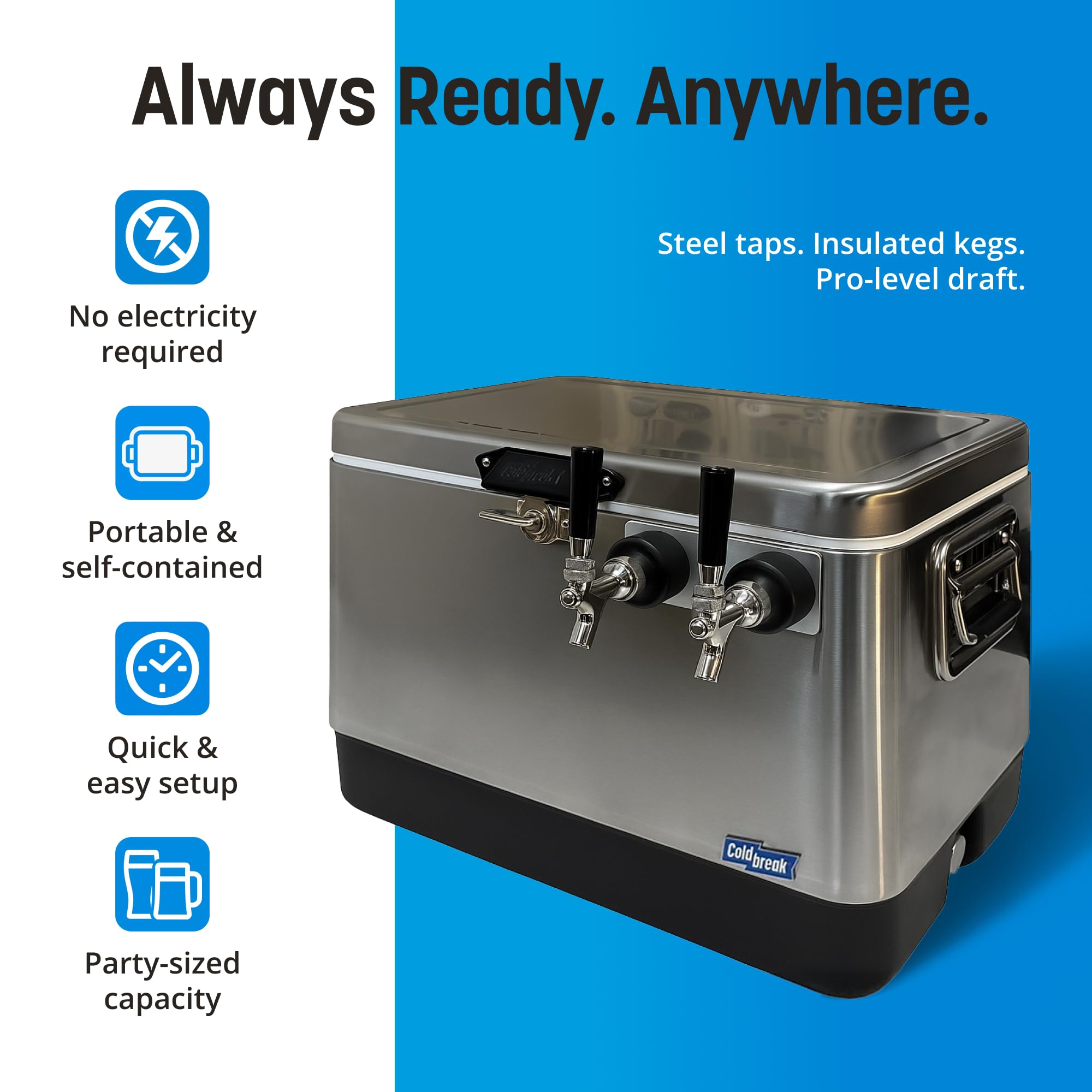 Coldbreak Coldone Duo Portable Kegerator, (2) Two Gallon Kegs, Batch Craft Coctails, Easy Fill on Fridge.com - View 3