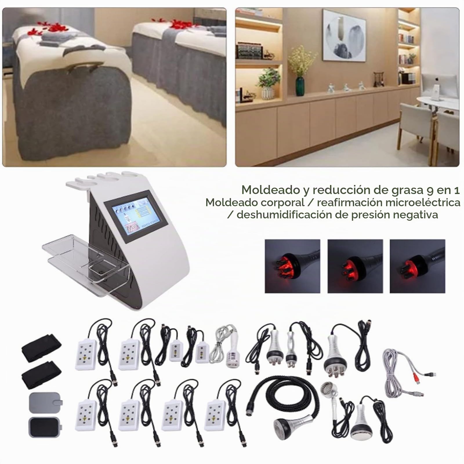 Máquina De Cavitación 9 En 1 para el Cuidado de la Piel, Máquina De Belleza Cuerpo 40K, Dispositivo de Radiofrecuencia para Esculpir el Cuerpo, Máquina de Belleza Multifuncional.