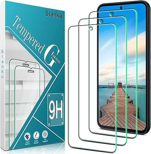 Slanku Paquete de 3 protectores de pantalla para Samsung Galaxy A54 5G, vidrio templado, antiarañazos, sin burbujas, compatible con fundas,