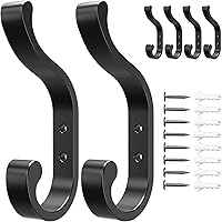 Vista 8 de Wall-Mount Coat Hooks, Heavy Duty 30LB Hooks for Hanging Coats, Bags, Backpacks, Keys, Hats – Black Metal Hooks for Wall,Door (6 Pack)