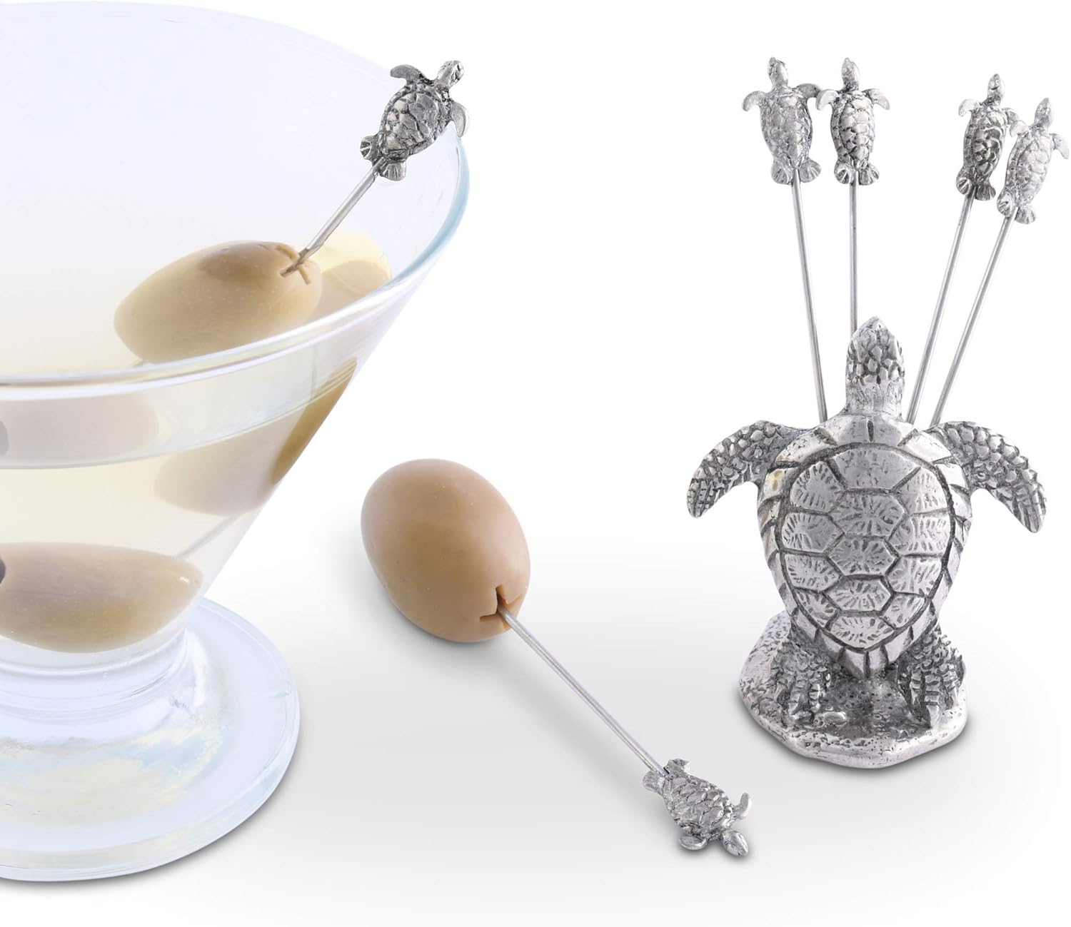 Vagabond家ピューターSea Turtleチーズピックセット4 " Tall ( 6 Picksのセット)