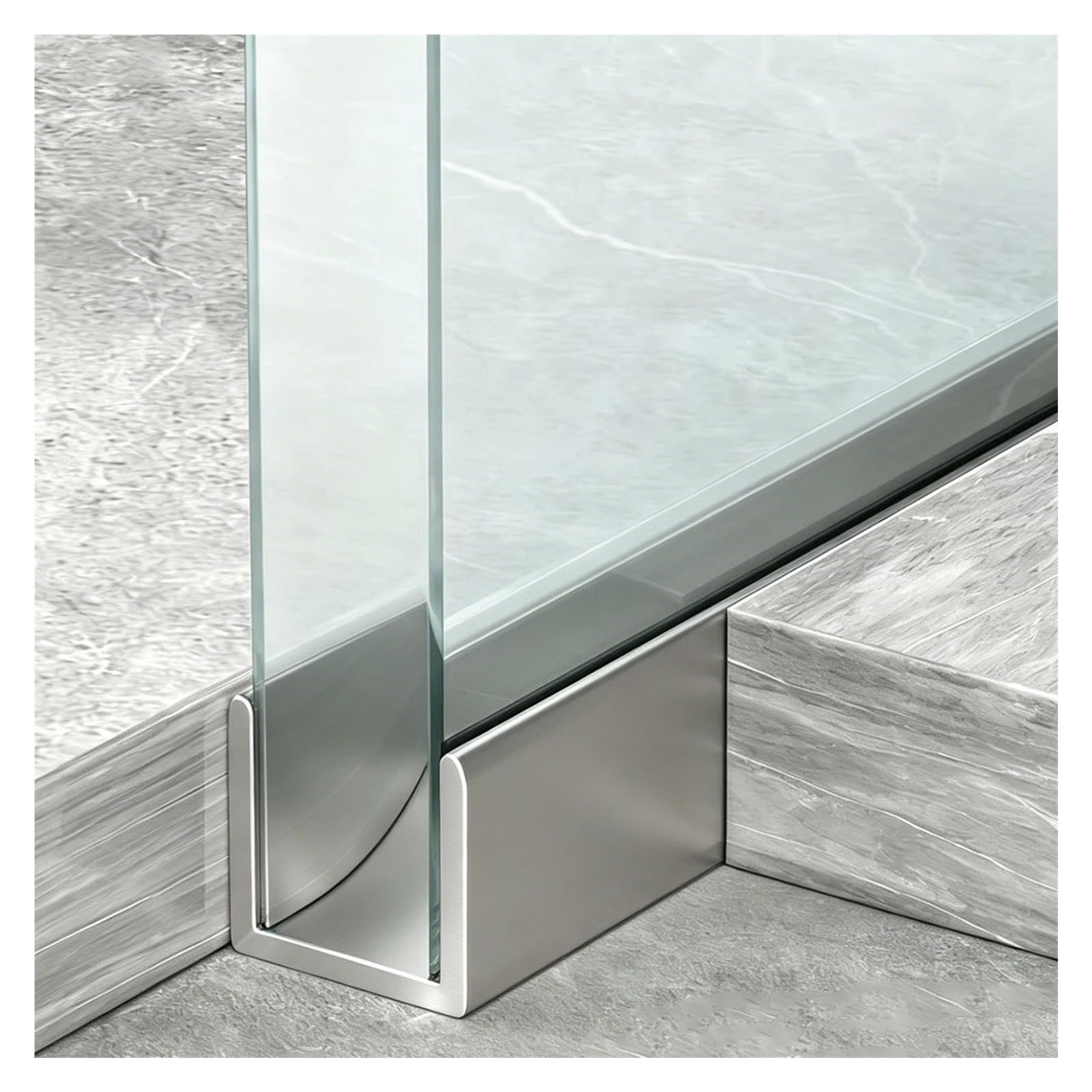Cabinas de ducha de panel fijo con canal en U para vidrio de 6 a 12 mm de grosor, inserciones de puerta de partición de balcón, baño, cocina, perfil de montaje en suelo, paquete de 10