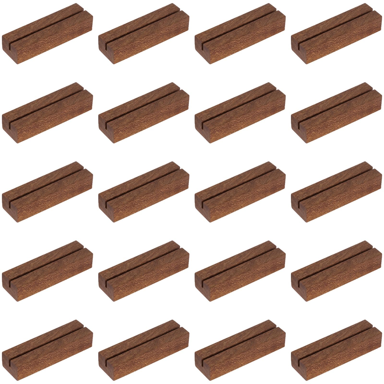 Generisch 20 soportes de madera para tarjetas de mesa, 3,9 x 1,2 x 0,8 pulgadas, para números de mesa, ranura de 0,12 pulgadas, para fotos, nombres, bodas, fiestas, eventos