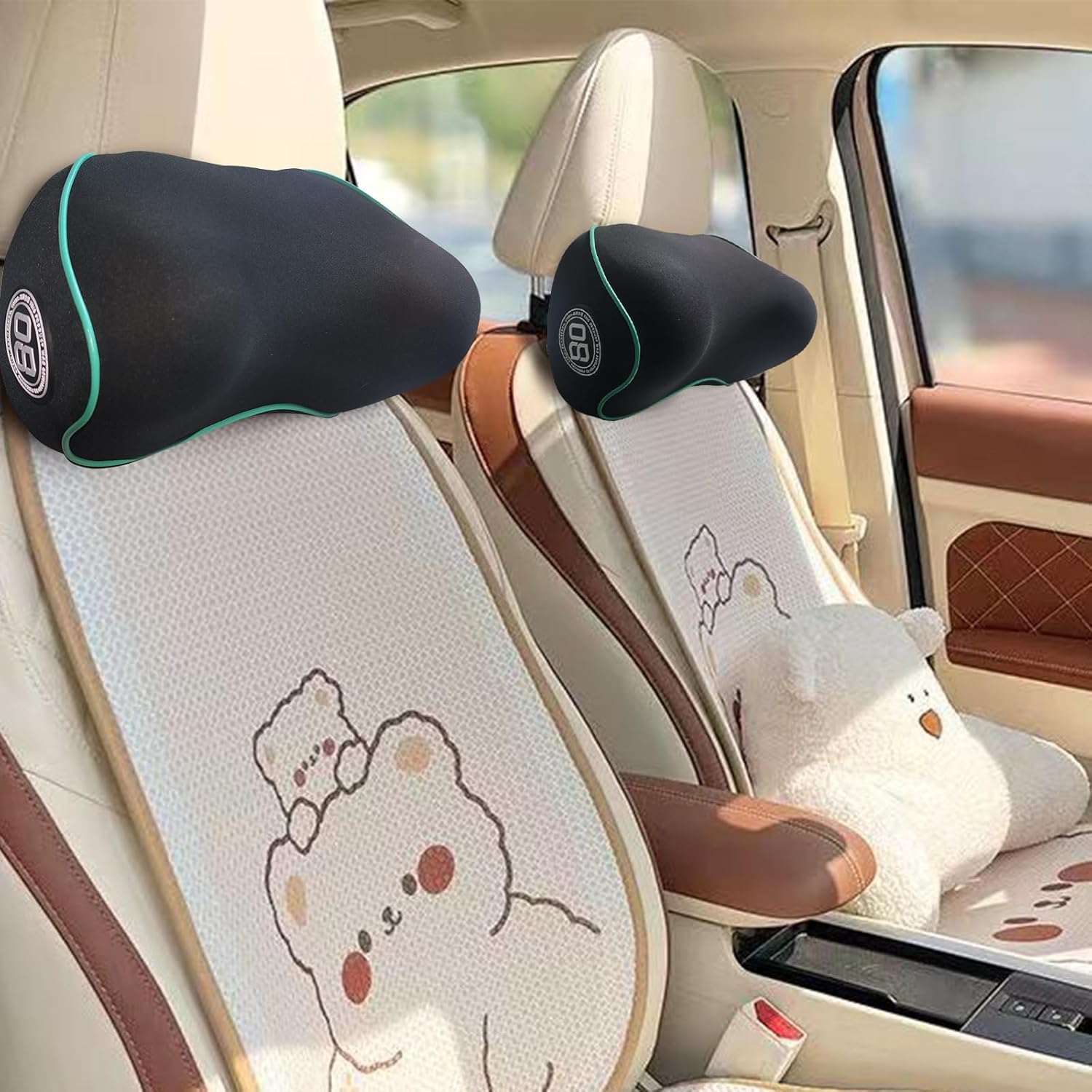 Really Soft Car Headrest Pillow, Car Pillow for Driving with Adjustable Strap, 100% Memory Foam Neck Pillow, Breathable Removable Cover & Ergonomic Design - Travel Car Neck Pillow(Lightblue Side Rope) - Image 6