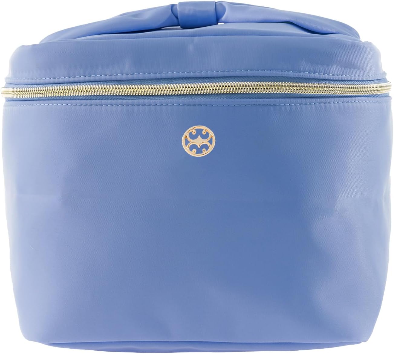 Mary Square Simply Striped Ultraglam 11 x 7.5 Inch Periwinkle Blue Nylon and Polyester Make Up Cosmetic Bag with Gold Tone Accents