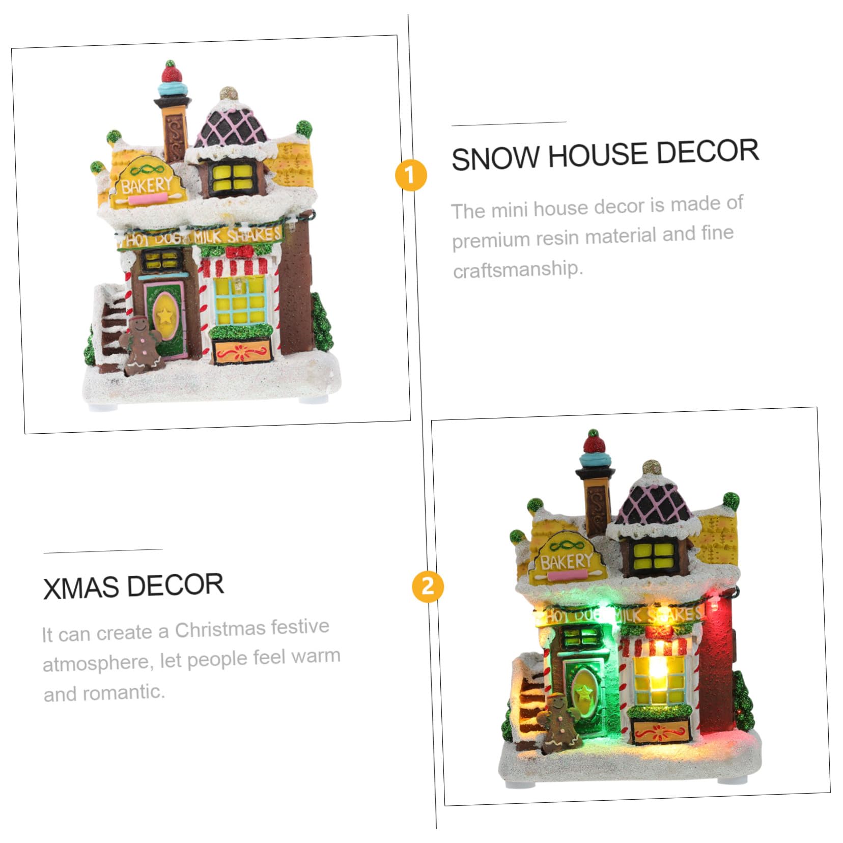 Adorno Navideño de Escritorio Casa Iluminada de Resina Led, Adorno Navideño Luz para Mesa en Ambiente Familiar