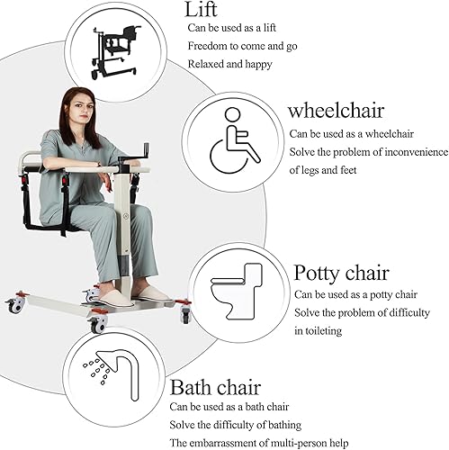 Miniatura 15 de Silla elevadora de paciente, silla de ruedas elevadora para pacientes para el hogar y el automóvil, silla elevadora portátil para pacientes, silla