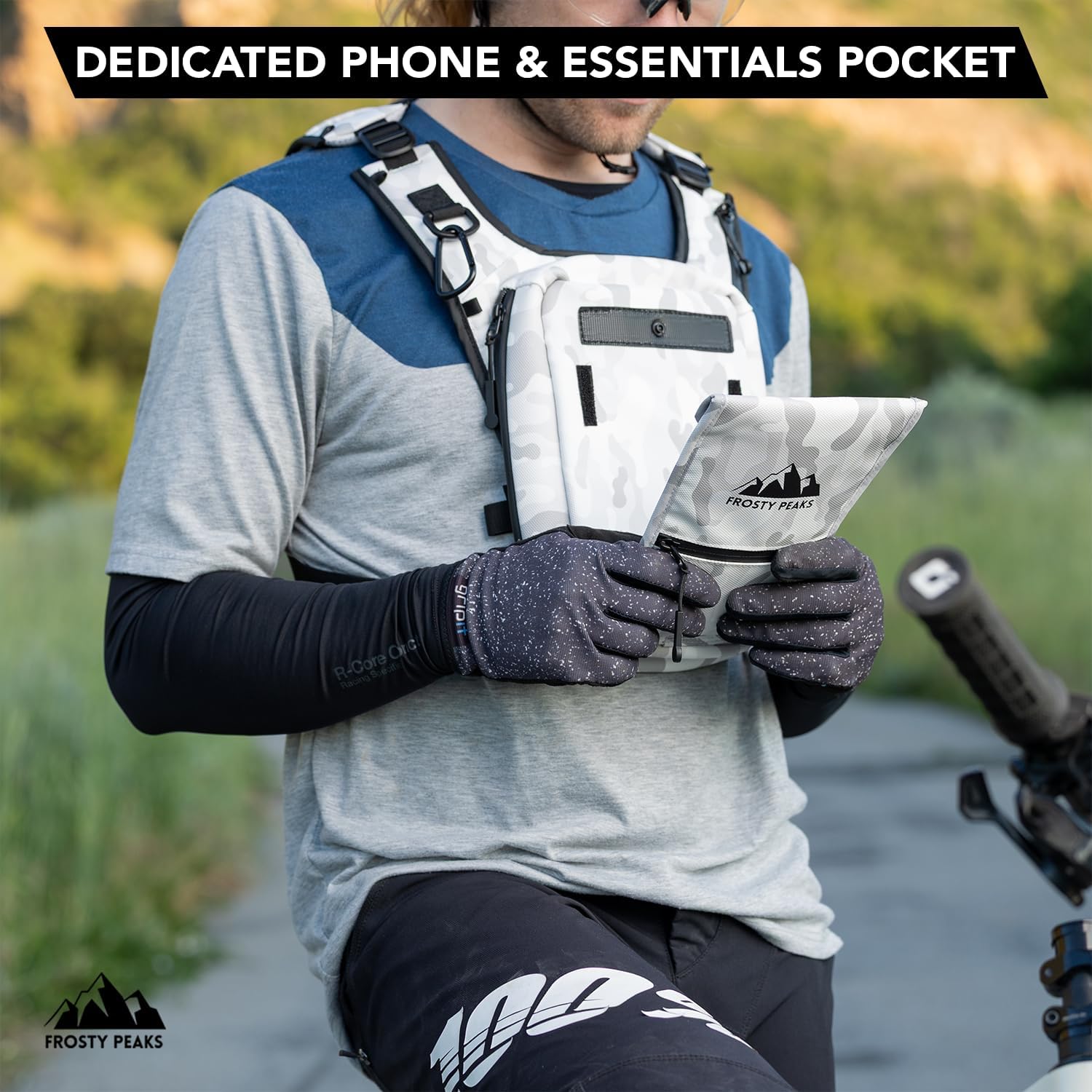 Chest Pack for Hiking, Skiing, Running & Travel, Minimalist Chest Rig Bag with Easy-Access Phone Pouch, Dual-Access Pocket, Card & Cash Slot, Adjustable Vest Pack for Men & Women