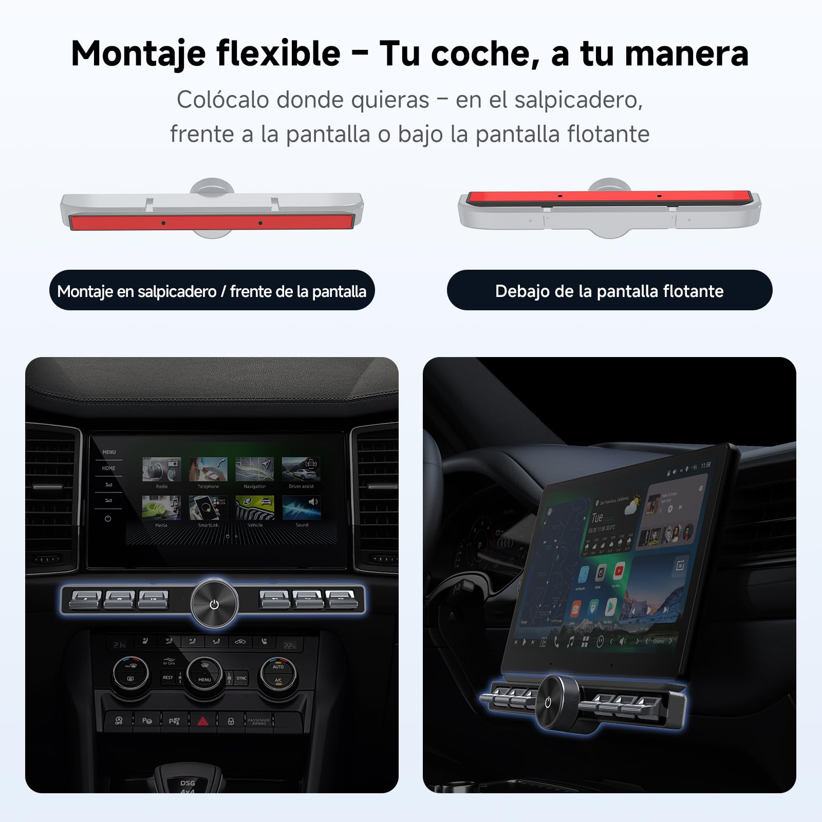 ATOTOZONE AC-44F20 Mando Inalámbrico Con Teclas Retroiluminadas,Montaje Flexible,Botón Personalizable,Para A6,A5L,S8 (excepto S8 PN),X10,V10,F7 Y La Mayoría De Otras Marcas Que Admiten Aprendizaje SWC