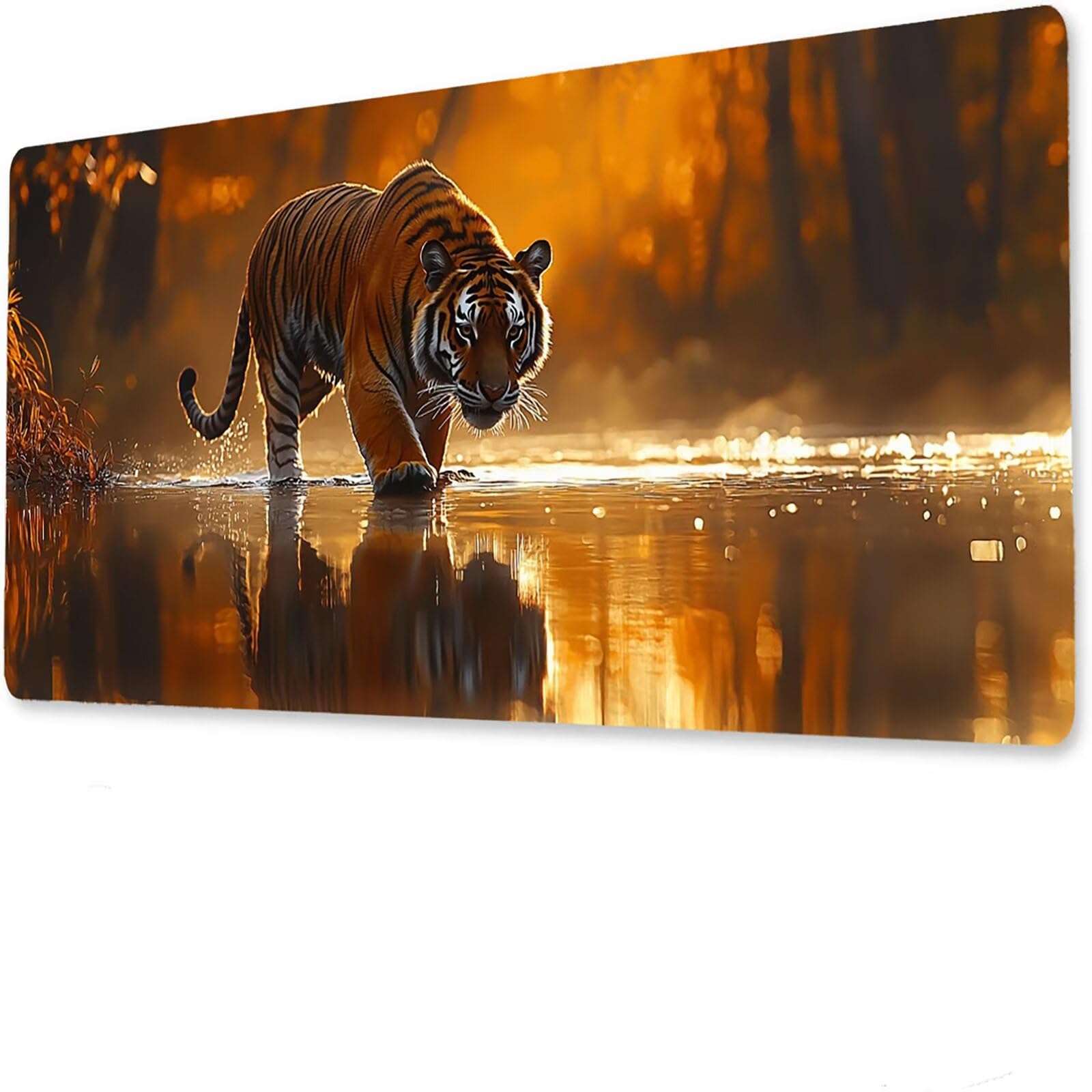 Podkładka pod mysz tygrysa, podkładka pod mysz do gier XXL 1600 x 800 x 4 mm, podkładka na biurko dla graczy, bardzo duża bezszwowa mata na stół dla graczy, antypoślizgowa podstawa, wodoodporna