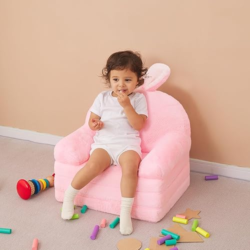 Miniatura 6 de QIUODO Silla infantil de felpa con funda extraíble, sofá cama para niños, cómodo sofá para niños de 1 a 3 años