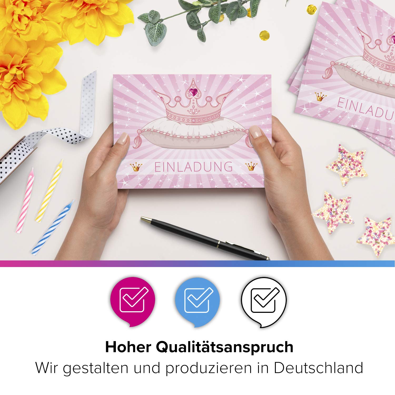 32 Prinzessinnen-Party-Einladungen Mit Umschlägen – Für 8. Geburtstag, 145x105 Mm, In UK Gedruckt