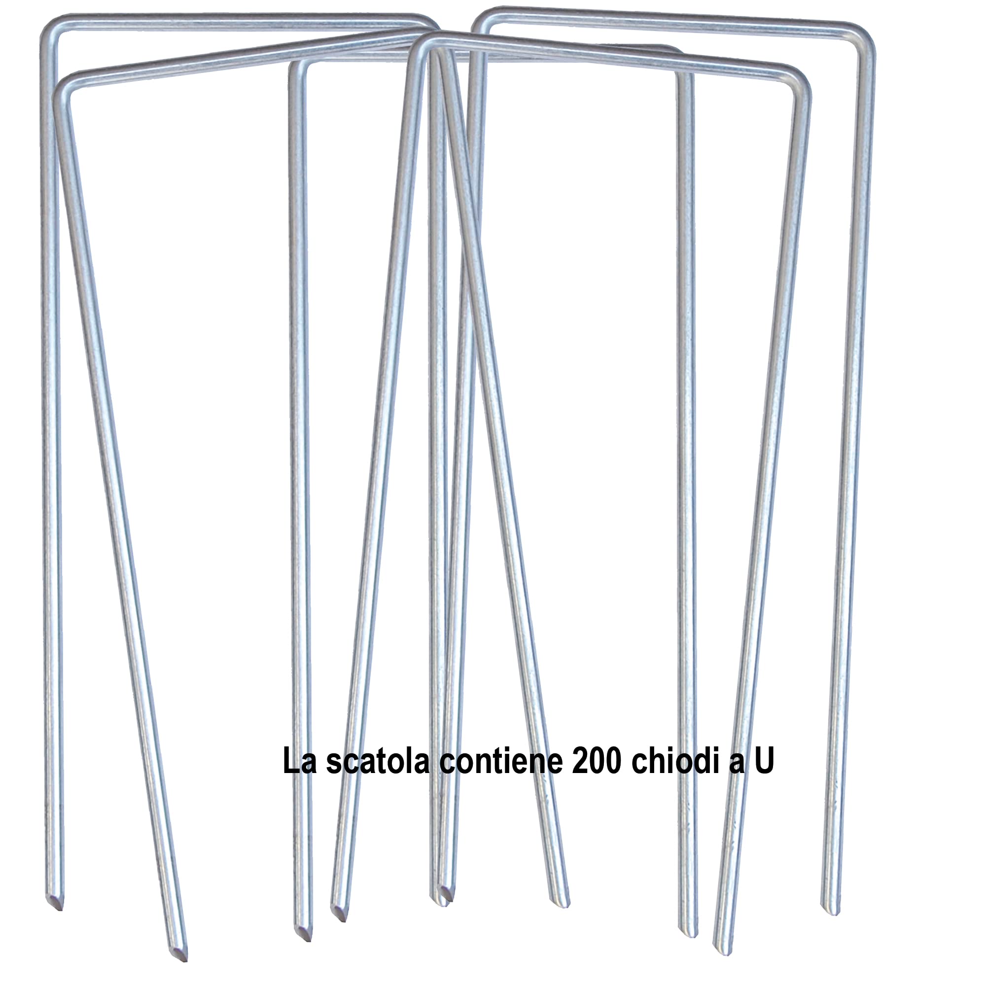 TENAX Chiodi U Special Lunghezza 22 cm, Larghezza 30 cm, 200 Pezzi, Chiodi per il Fissaggio al Terreno della Rete Salvaprato, Teli e Reti