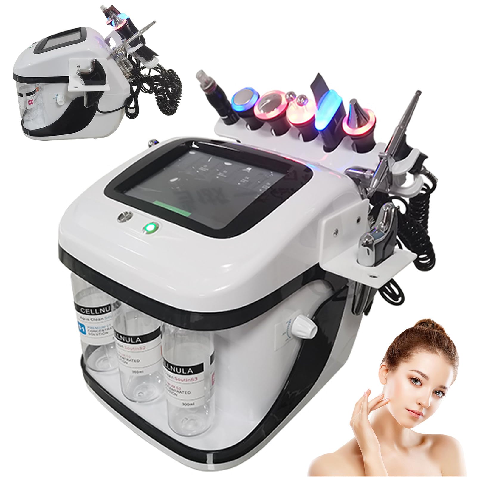 8 IN 1 Facial Skin Care Equipment for Deep Cleansing Equipment High Frequency Vibration for Deep Cleansing Lifting and Tightening, Dermabrasion, Small Bubble Beauty Instrument