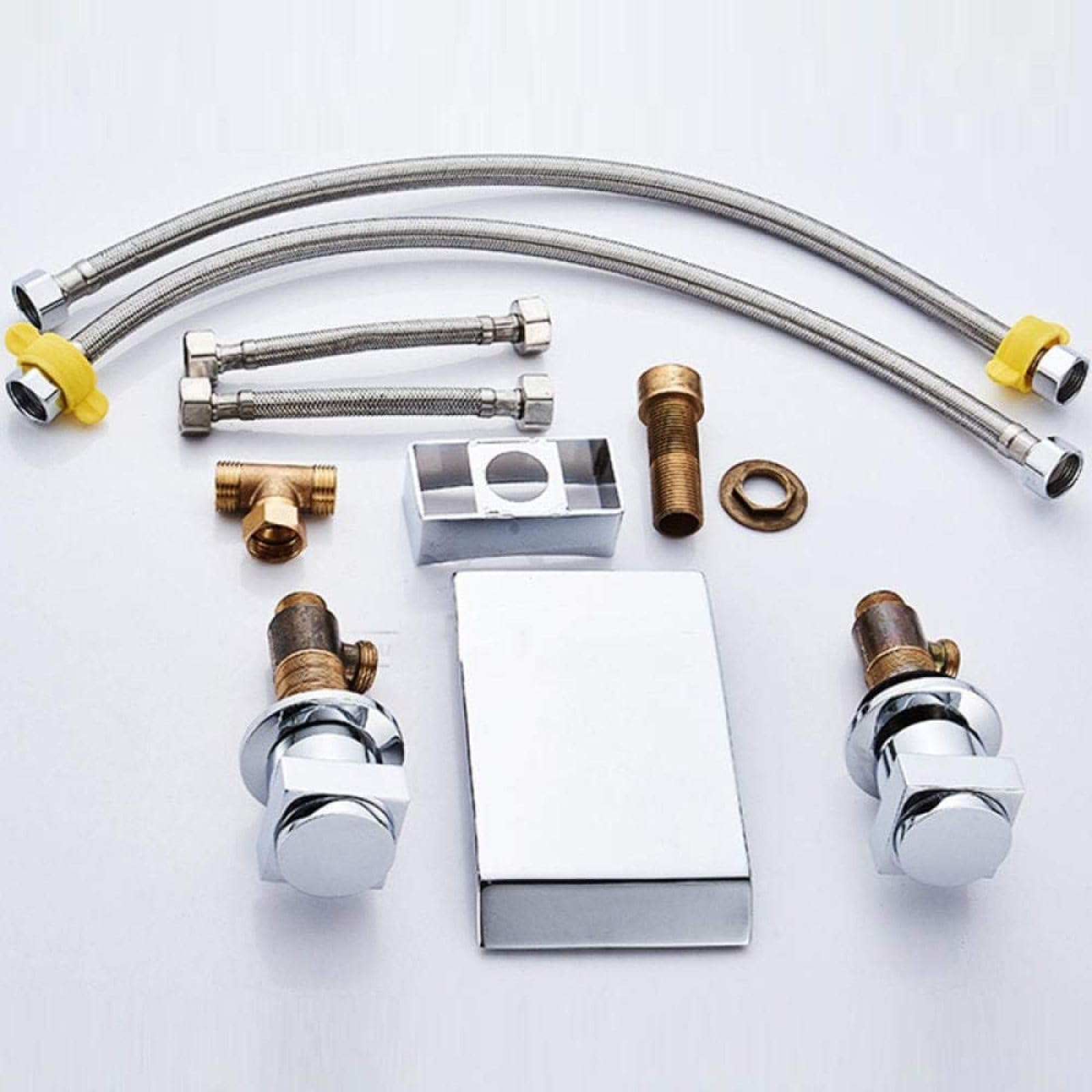 Widespread Chrome Brass Bathroom Basin Faucet Dual Handles Vanity Sink Mixer Tap Deck Faucet — view 4