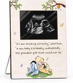 Winnie Ultrasound Picture Photo Frame, Pregnancy Announcement Sonogram Picture Frame for Grandparents, Baby Shower Gender Reveal Gifts for Parents, Mom Pregnancy Keepsake, 4x6 Photos-A02