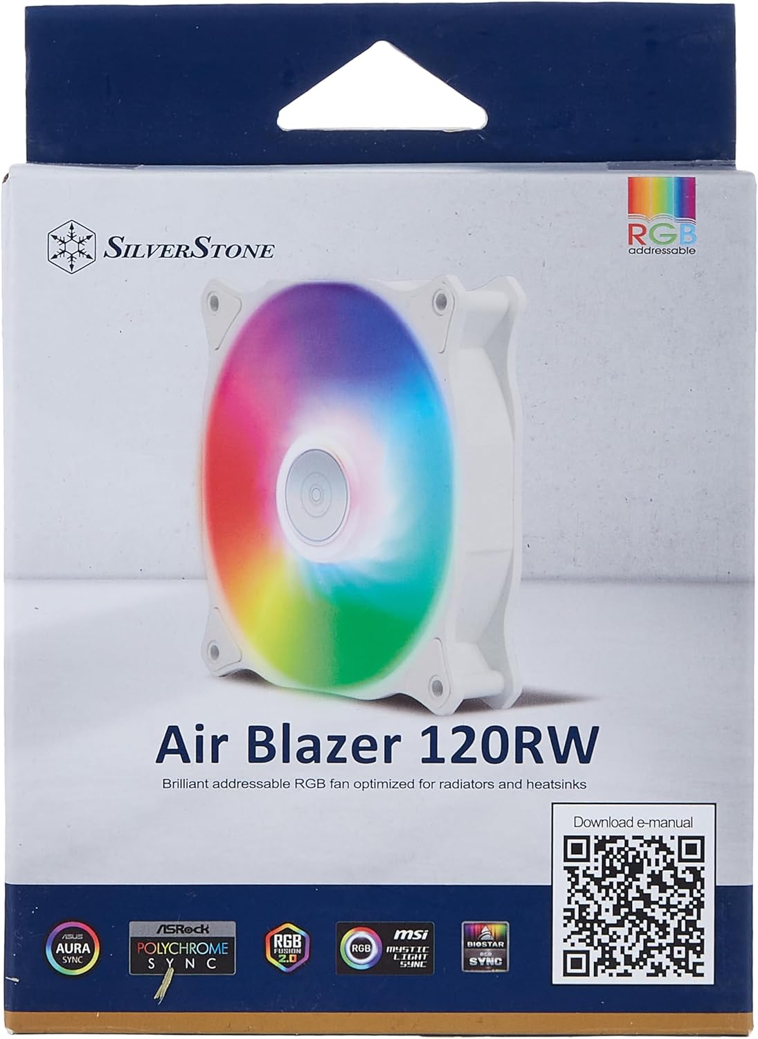 SilverStone Technology Air Blazer 120RW, PWM, ARGB, 120mm, White Frame, Translucent Fan Blades, Hydro Bearing, SST-AB120RW-ARGB