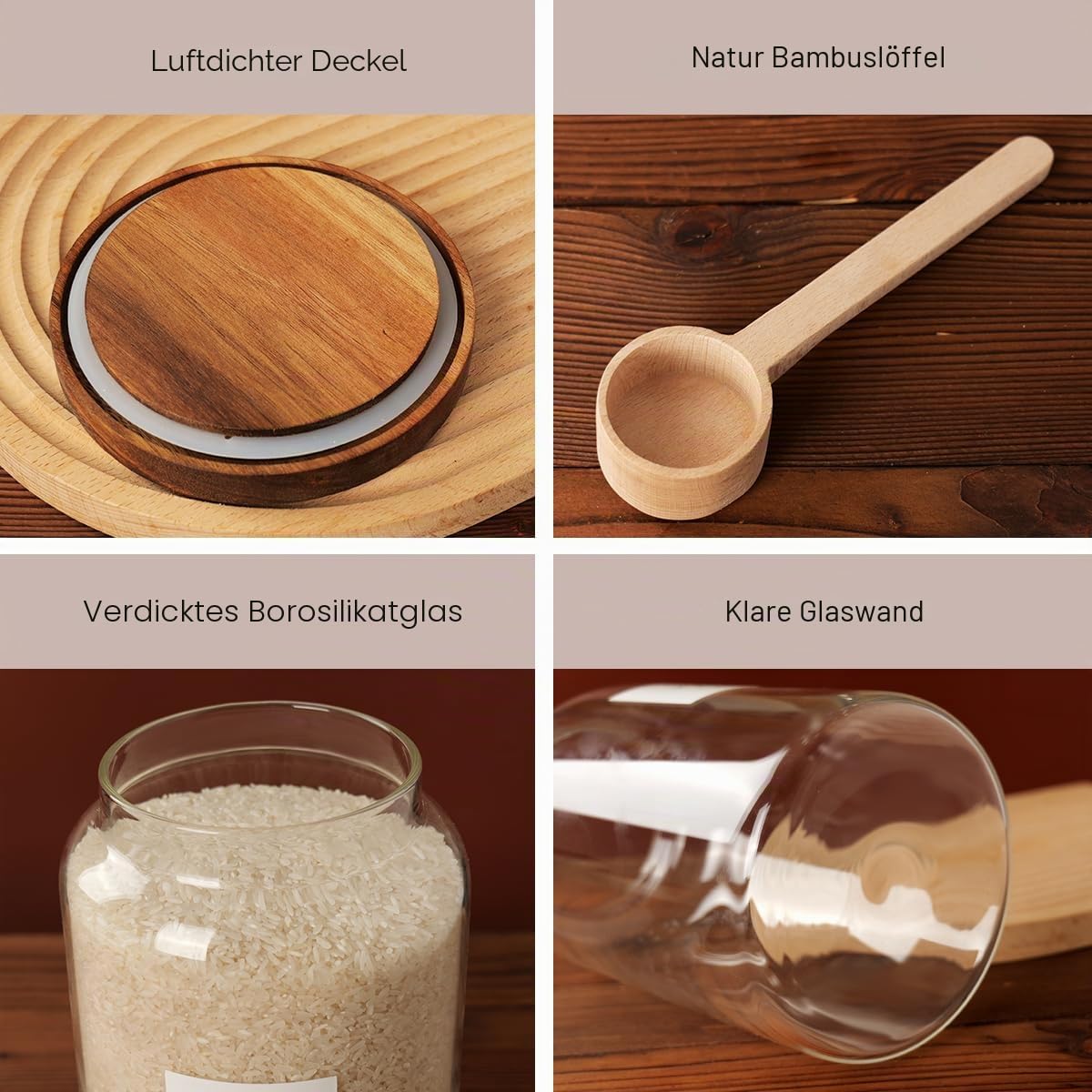 CZSZYGHBAO 2 x Große Vorratsgläser mit luftdichtem Deckel, Vorratsgläser aus Glas für Lebensmittel, Tee, Gewürze, Getreide, Eier, Mehl, Kaffee und mehr (4000 ml)