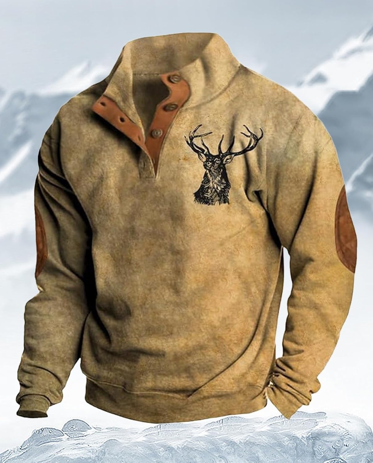 Western Sweatshirts for Men Aztec Retro Pullover Quarter Zip Sweatshirt Mens Stitching Color Fleece Sweatshirt - Image 6