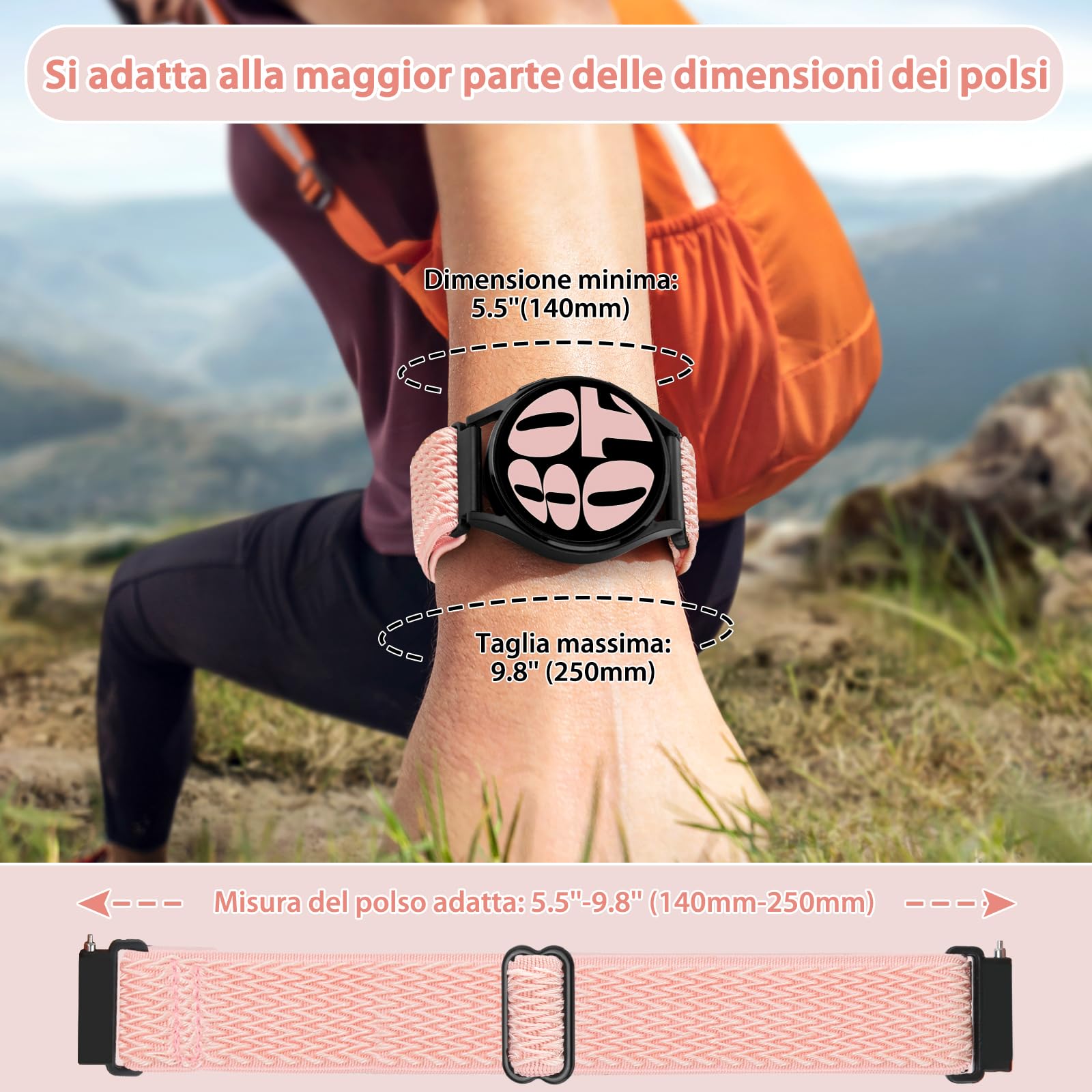 TumCez Regolabile Elastico Sgancio Rapido Cinturino Orologio in Nylon,18mm 19mm 20mm 22mm 24mm Cinturino per Samsung/Garmin/Fossil/Amazfit/Huawei/Xiaomi/Suunto Orologio per Uomo Donna