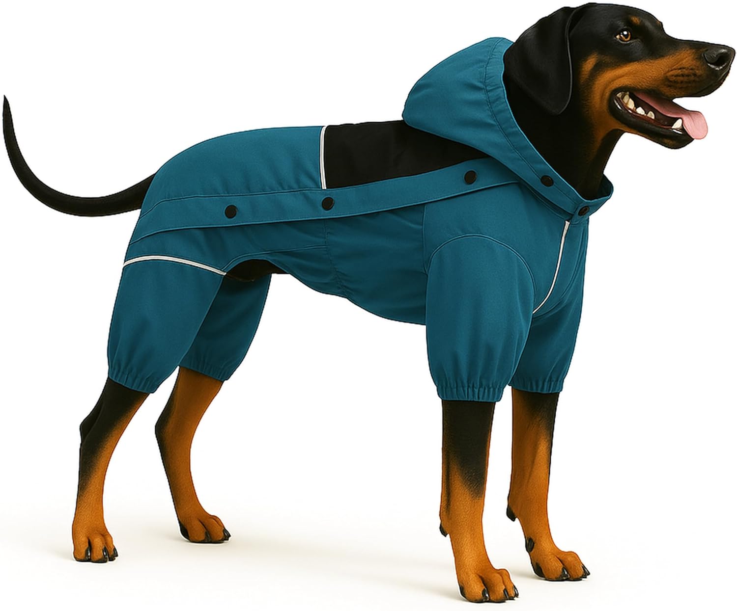 LOVELONGLONG Waterproof Dog Raincoat with Removable Hood  Outdoor Full Body Dog Jacket, Windproof Snowproof Shell Suit  All Season Pet Rain Gear Ocean Teal XL