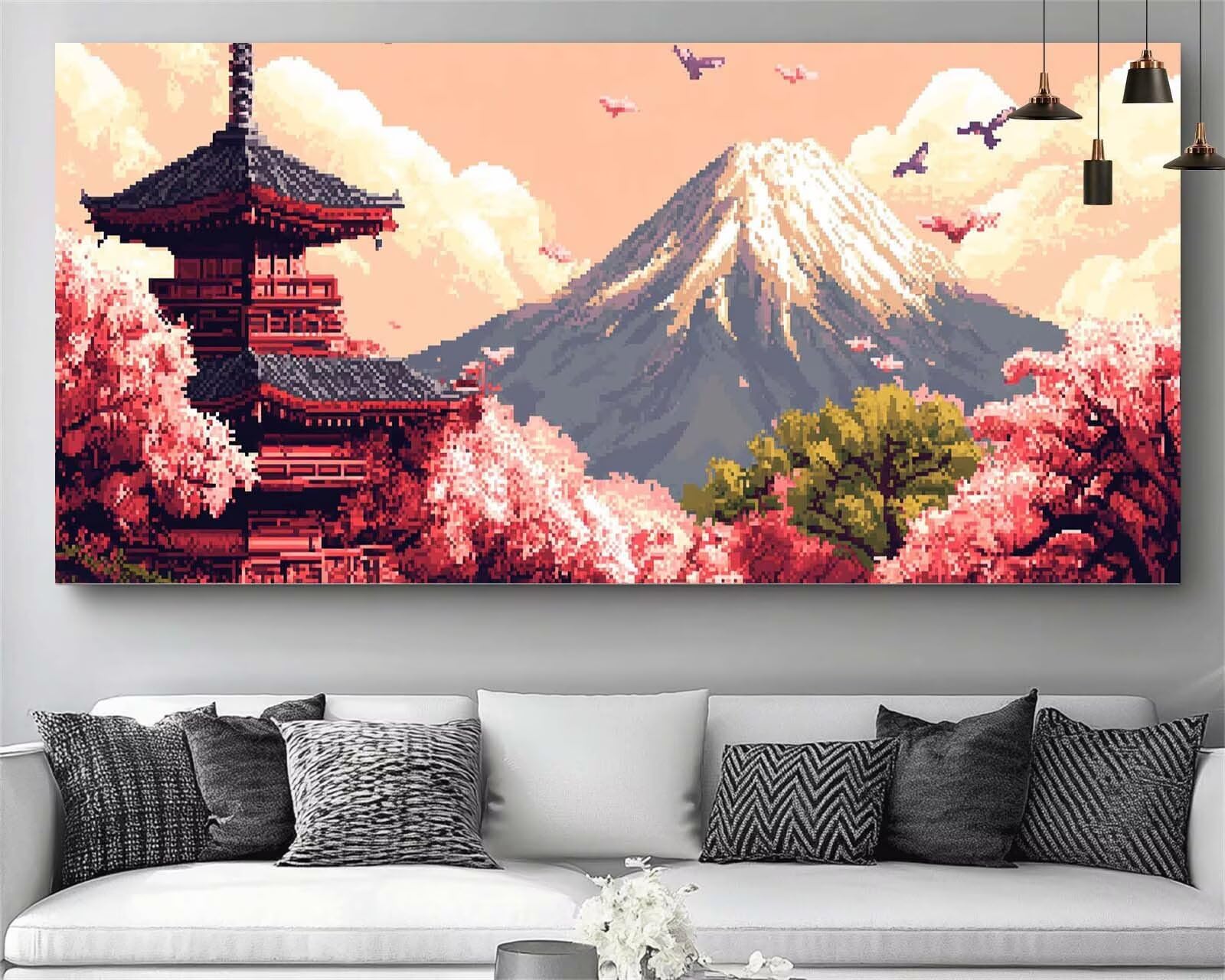 Japon Diamond Painting Fleur Diamond Painting Enfant Broderie Kit Complet, 5D Peinture Diamant Point de Croix Cristal Artisanat,DIY Tableau Strass Diamant Canevas Débutant Kit, Gifts 60x120cm M685