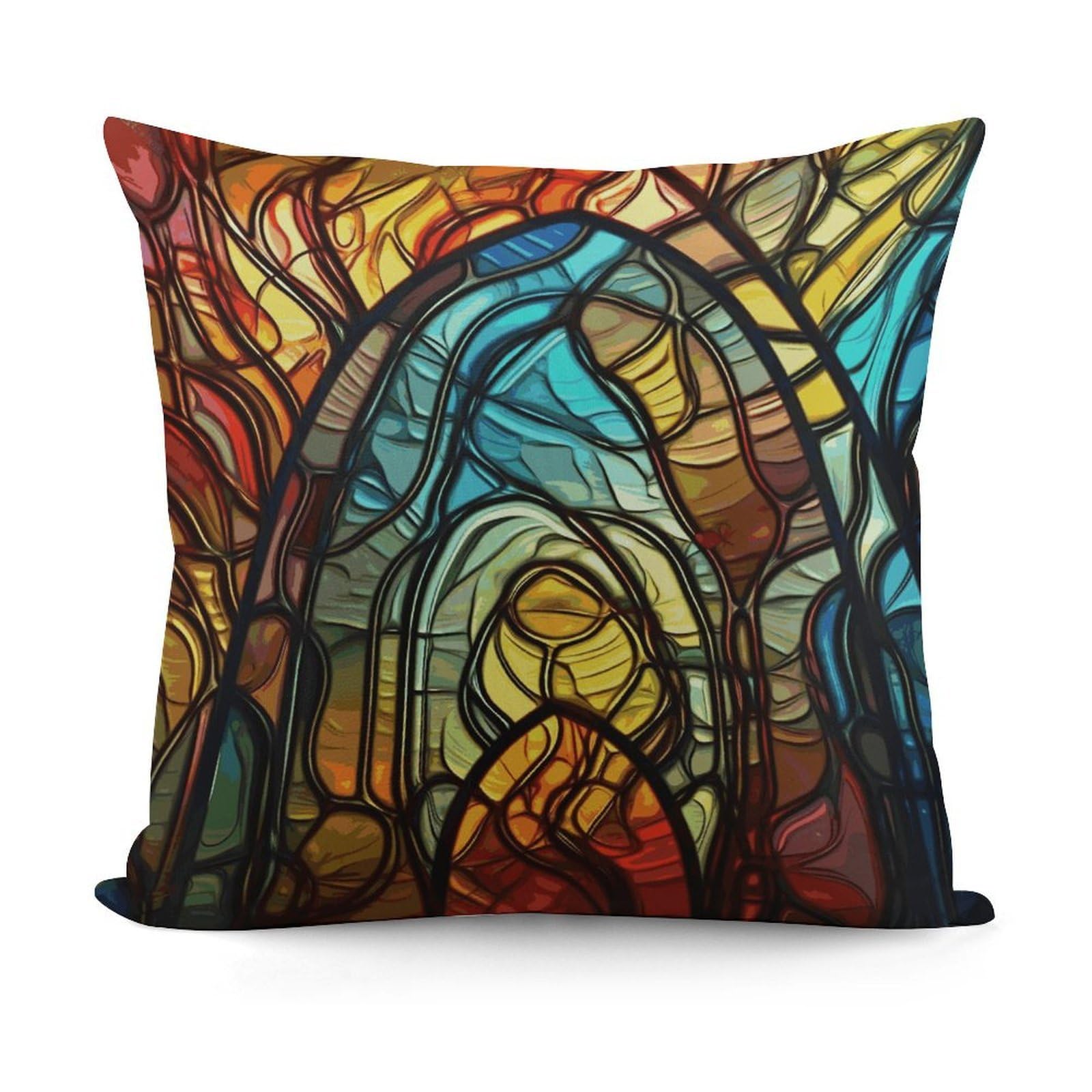 Adfgyerh Style Stained Glass Art Decorative Pillow Covers, Throw Pillow Covers Soft For All Seasons, Pillowcases For Couch Living Room Sofa Bedroom 18X18 Inch