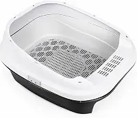 Bandeja Furba Caixa de Areia Gato Lillos Pet - Sistema Peneira, Limpeza Facil e Higienica (Preto)