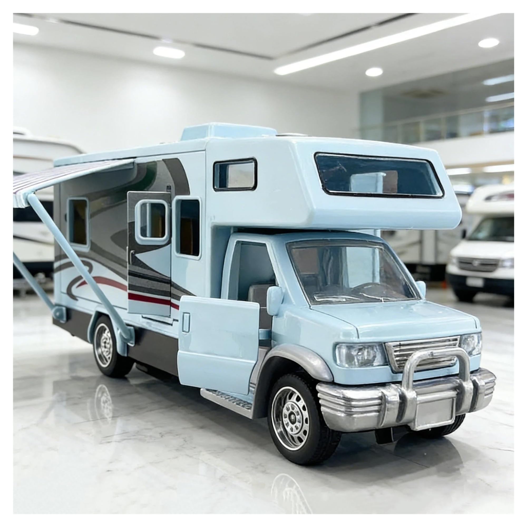Modellini Auto Modellino Diecast Per Camper Roulotte Modellino Auto | 1:32 Miniatura Pressofusione Automobile(Blu)