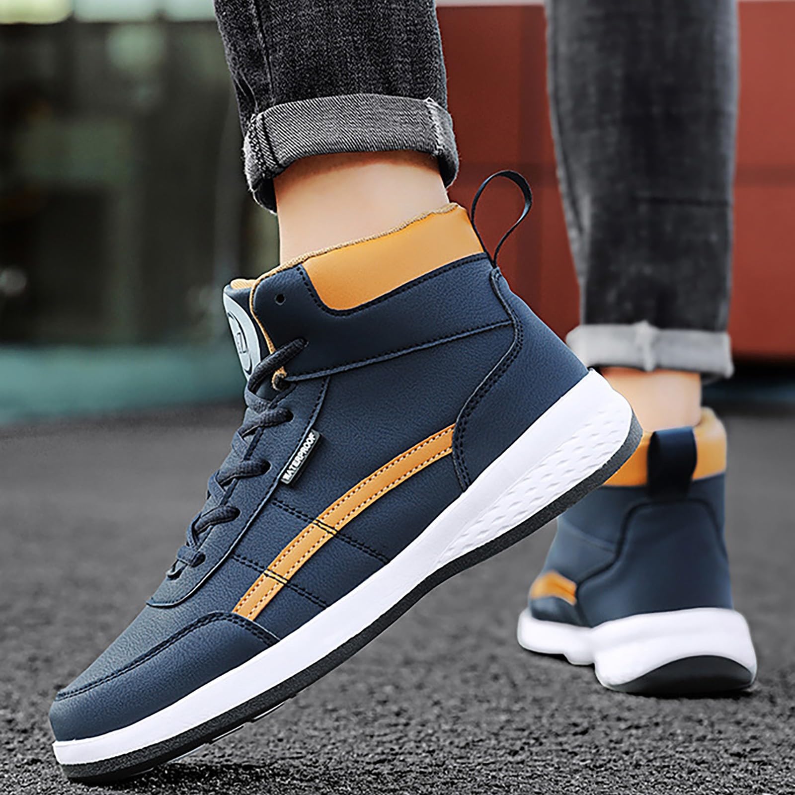 Botas de senderismo para hombre, impermeables, transpirables, de piel