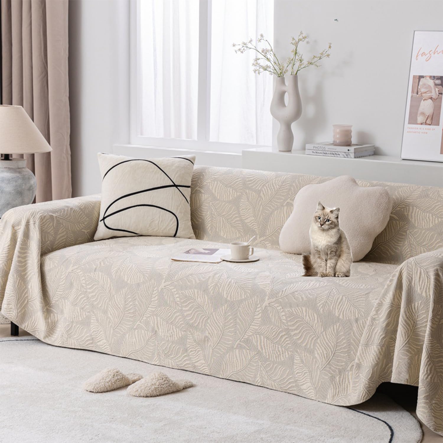 Housse de canapé curry 180x380 cm multi-usages pour sectionnel lavable