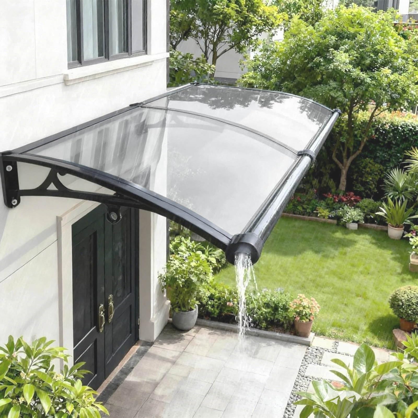 LWJSOCP Outdoor Door Canopy Cover UV/Rain Protection Aw for Front Door Porch & Patio Polycarbonate 39x110in Weatherproof Aw for Deck and Entrance