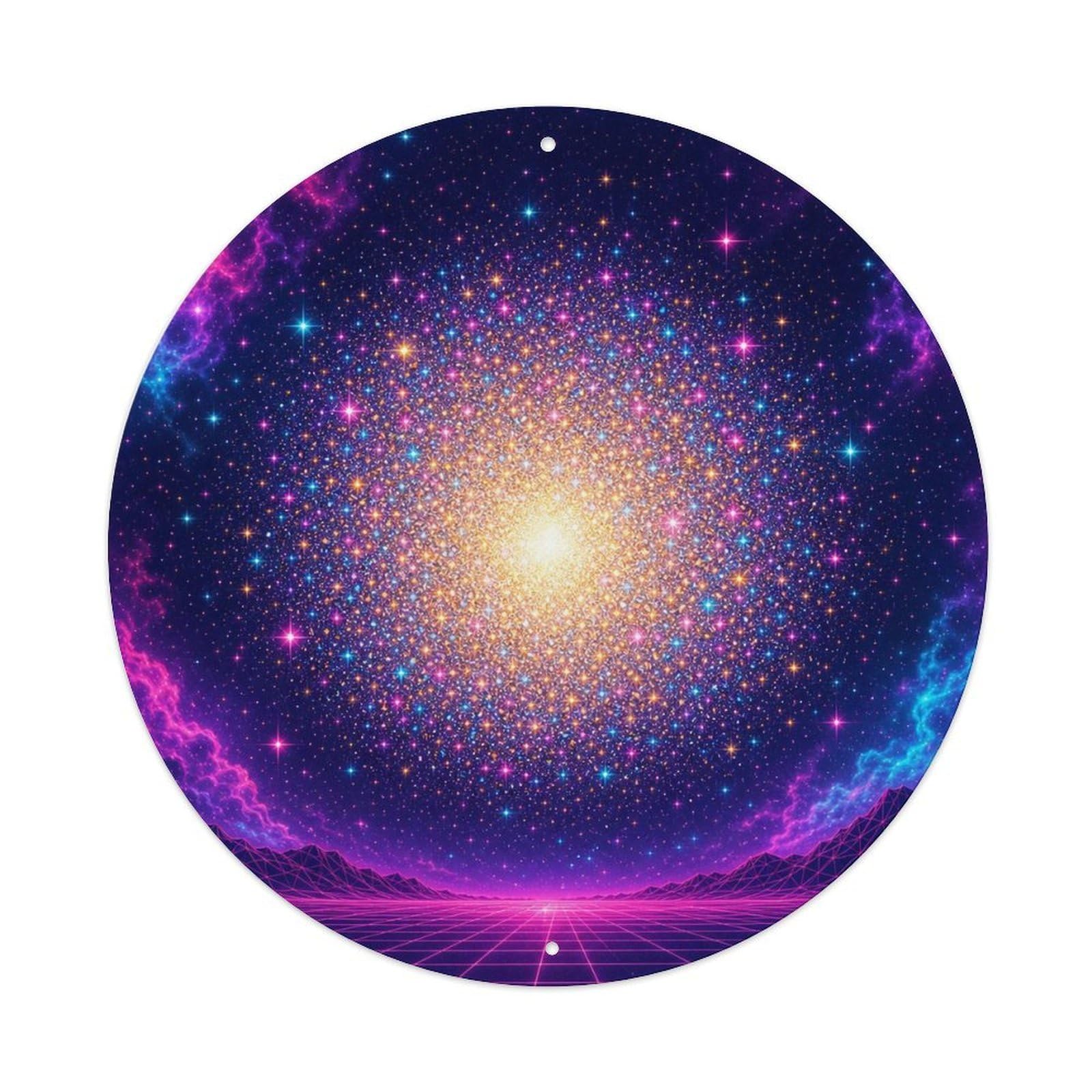 Odgynaw 8X8inch(20X20cm) Golden Star Cluster Astronomy Cosmic Night Sky Metal Tin Sign