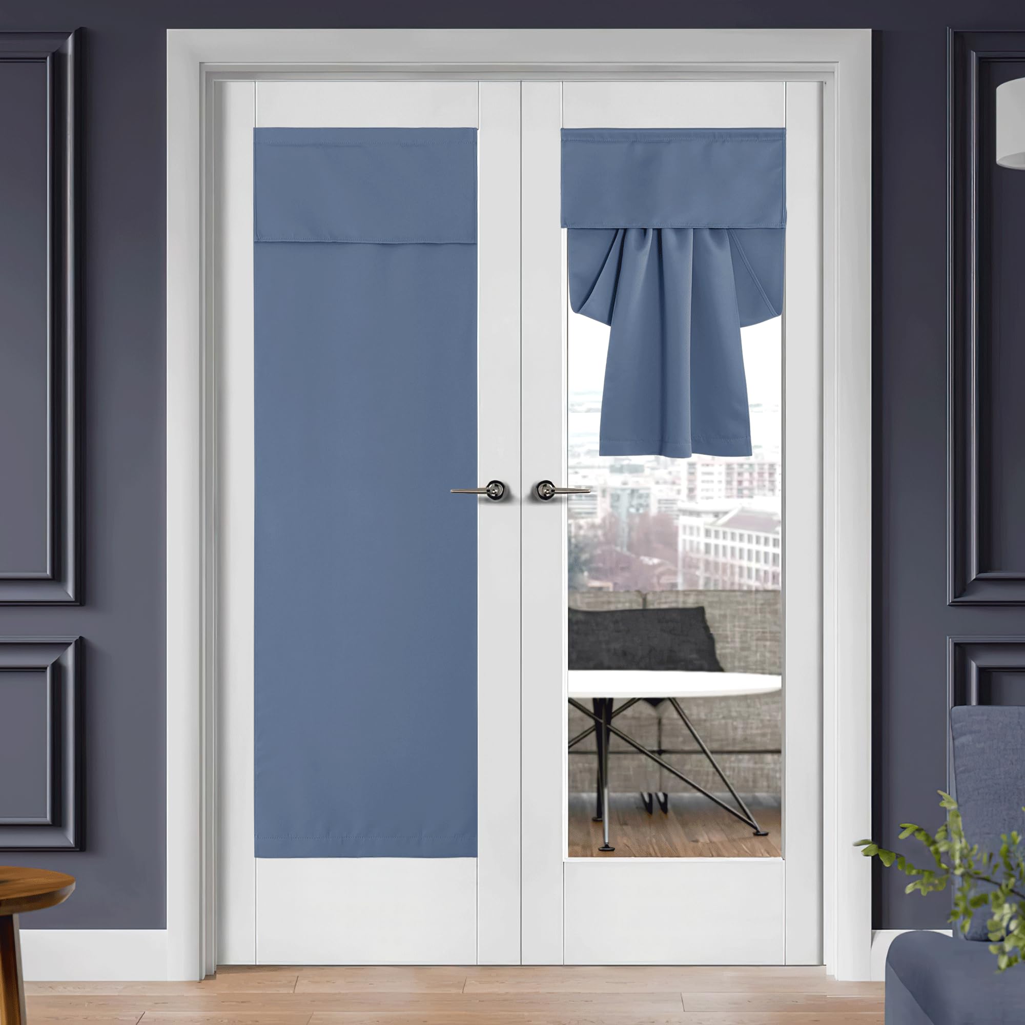 RYB HOME Sidelight Door Curtains Privacy - Self Adhesive Length Adjustable Glass Window Curtains for Tricia French Door Kitchen, W 12 x L 69 inch,