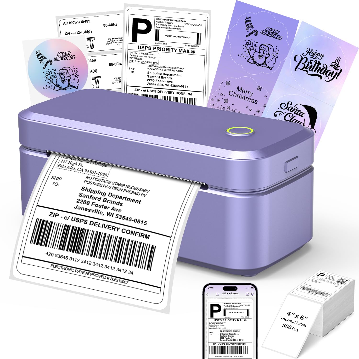 Abelmark DHL Etikettendrucker Bluetooth, Label Printer 4x6 T