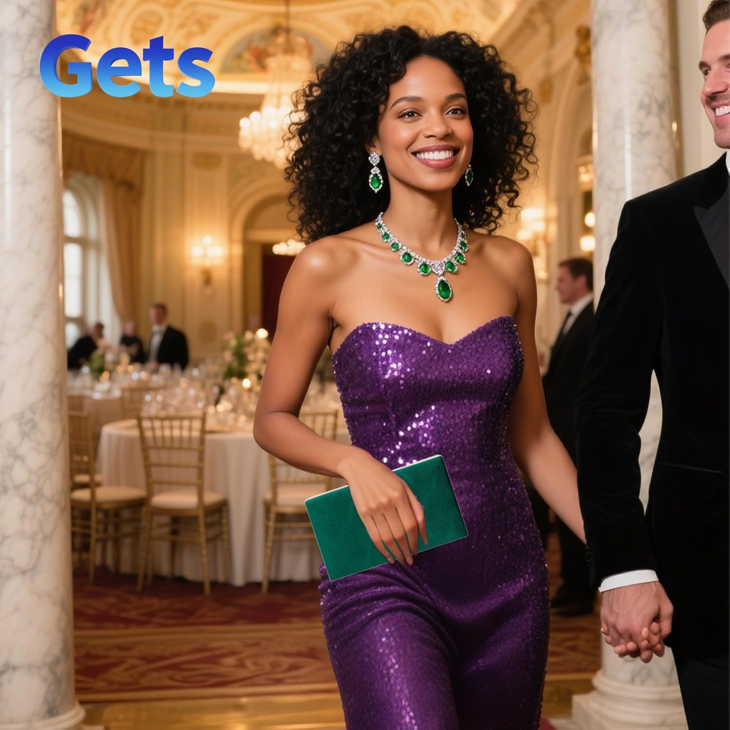 Gets Evening Clutch Purses for Women Handbags for Formal Bridal Wedding Party Cocktail Prom Small Crossbody Bag with Chain - Image 2