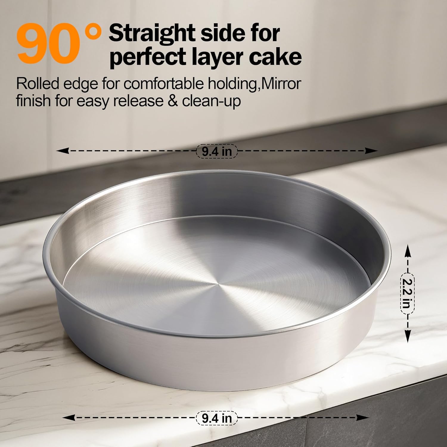 9 Inch Cake Pans Set of 2 with 100 Pieces Parchment Paper, Stainless Steel Round Cake Pans Baking Pan For Layered Cakes, No Coating Smash Cake Pans Mirror Finish Dishwasher Safe Cake Mold - Image 3