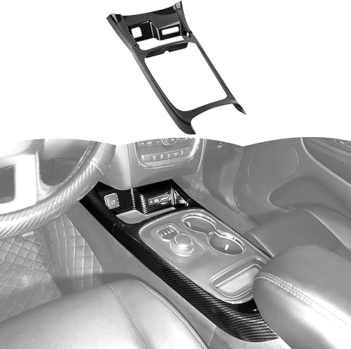 RT-TCZ Marco de cubierta de fibra de carbono para consola central de palanca de cambios, accesorios de decoración interior compatibles con Dodge