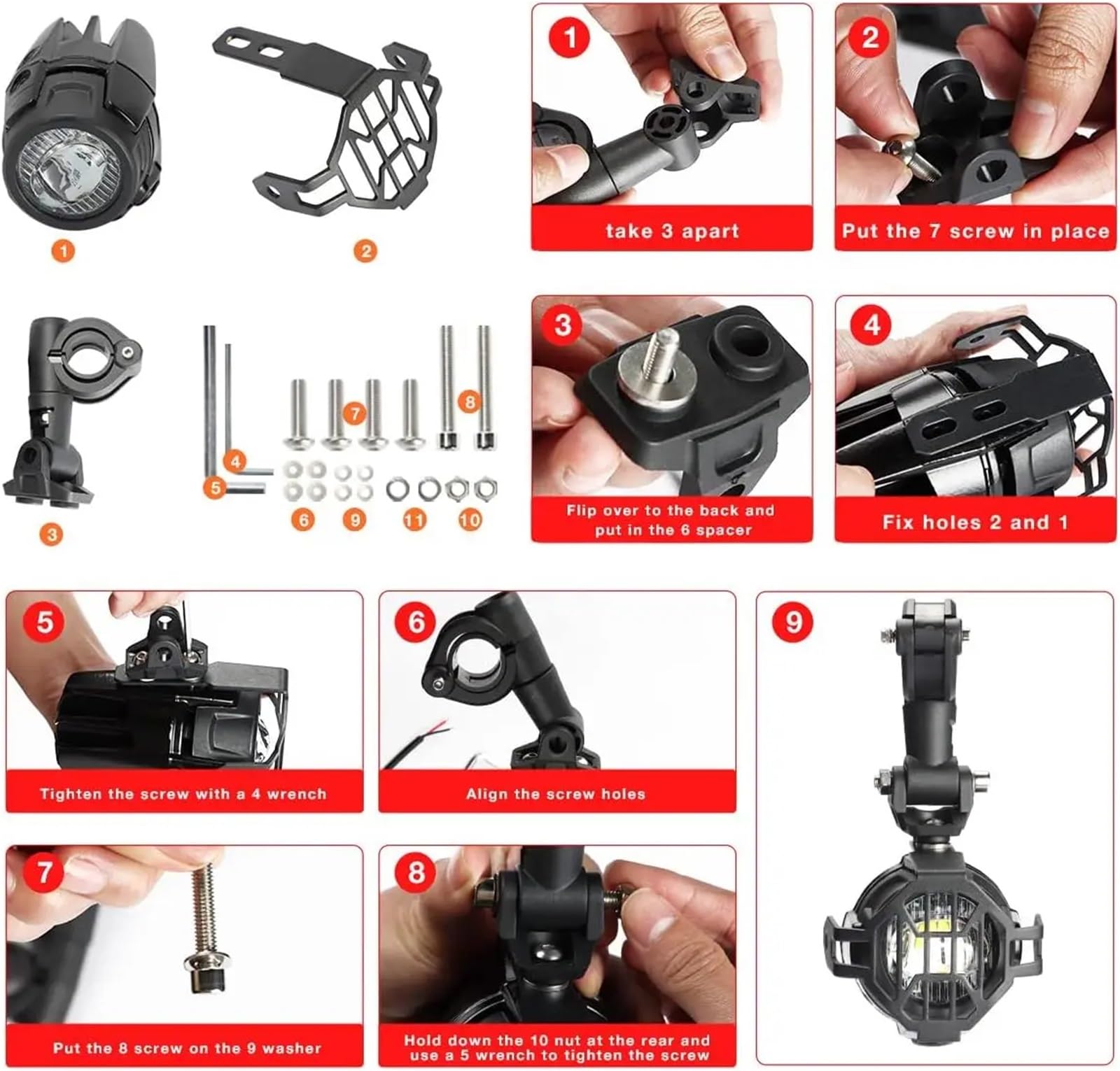 Faro Anteriore per Moto per CRF 1100 L per CRF1100L per L'Africa per Twin Moto Fendinebbia Kit Luci di Guida Ausiliarie A LED