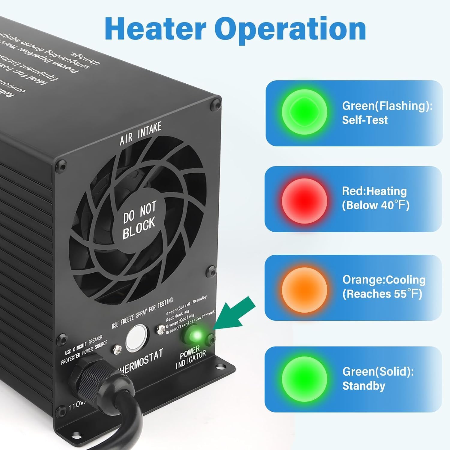 Boat Engine Compartment Heater 800W with Self-Regulating PTC Element & Automatic Thermostat | Bilge Heater for Boats Up to 35' for Winter Storage, Winter Freeze Protection for RVs, Greenhouses