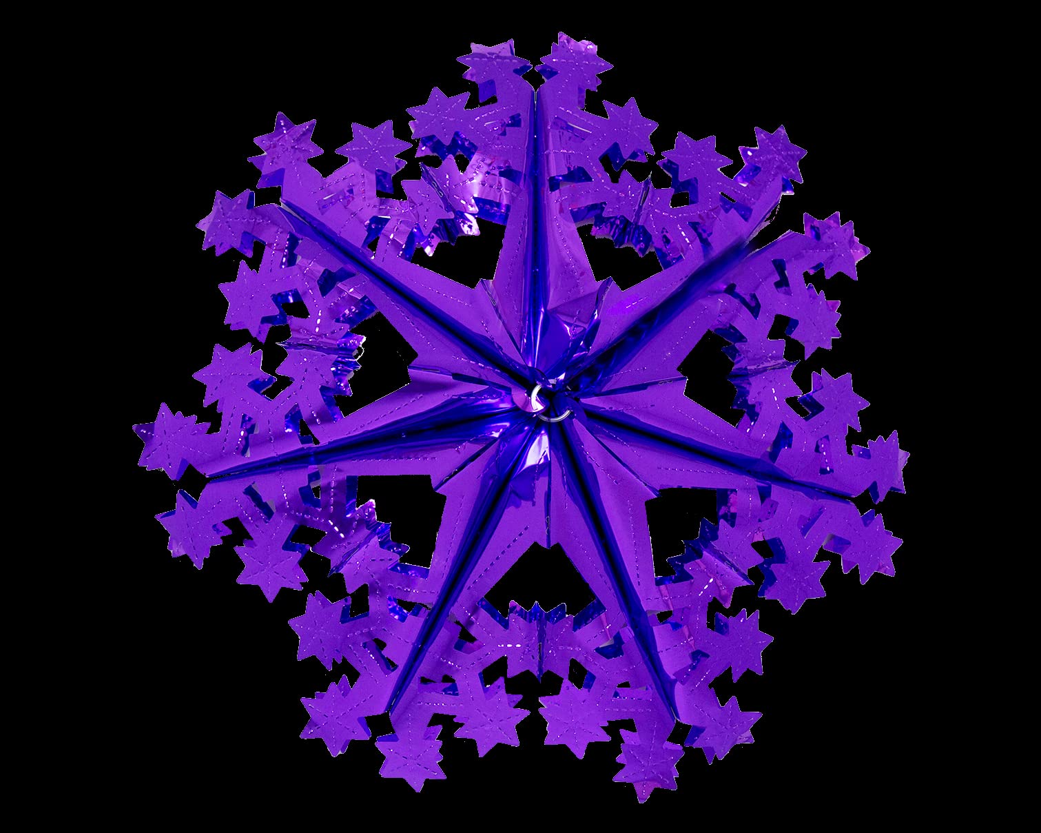 Simply Products Foil Garland Snowflake Star - Christmas Hanging Decoration Wall Ceiling Xmas Deco (Dark Purple)