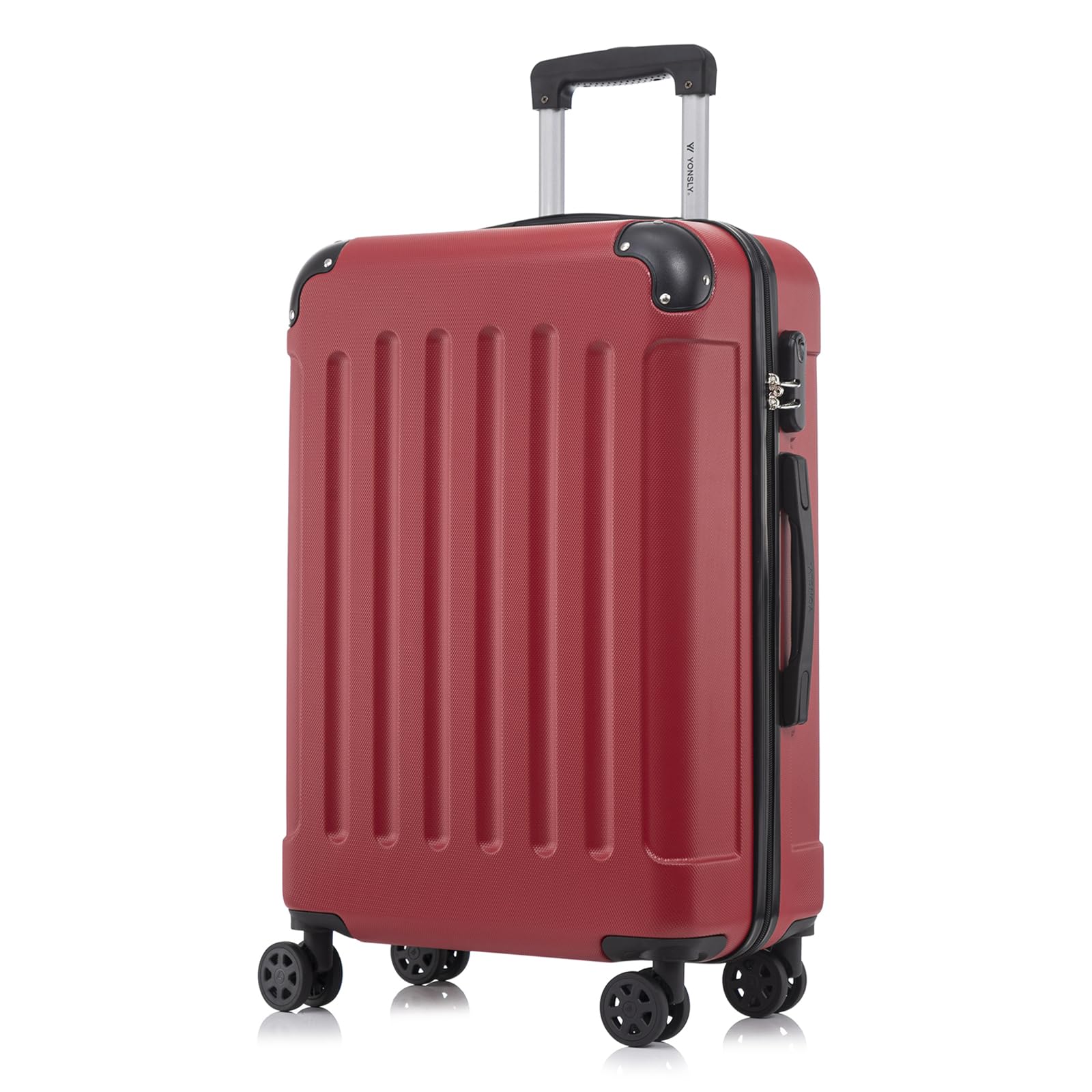 yonsly Koffer Suitcase, Trolley Reisekoffer, Rollkoffer Handgepäck mit 4 Rollen 360°, ABS Hartschalen, Sicherheitsschloss, Weicher Gummigriff, 210D-Futter