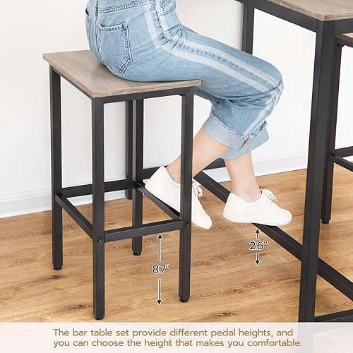 Miniatura 6 de HOOBRO Bar Table and Chairs Set, 47.2” Rectangular Pub Table with 2 Stools for Small Space, High Top Table, 3-Piece Breakfast Set, Sturdy Metal