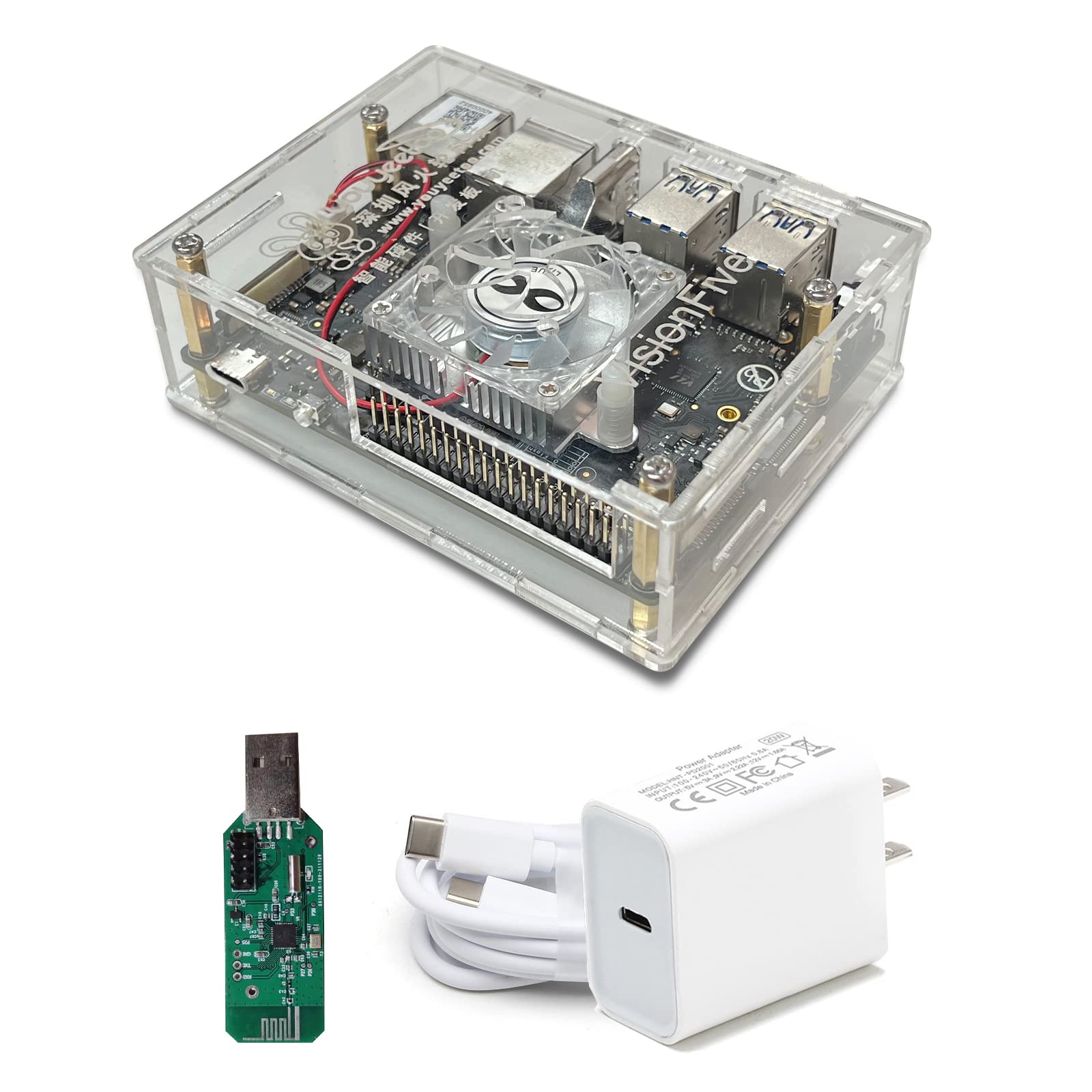 youyeetooVisionFive2 Ver. 1.3B RISC-V Single Board Computer, 4GB RAM with WiFi 6 USB Dongle, PD Power, Acrylic Case, Fan Cooler - RISC-V Development SBC Mainboard Motherboad Support NAS Openwrt