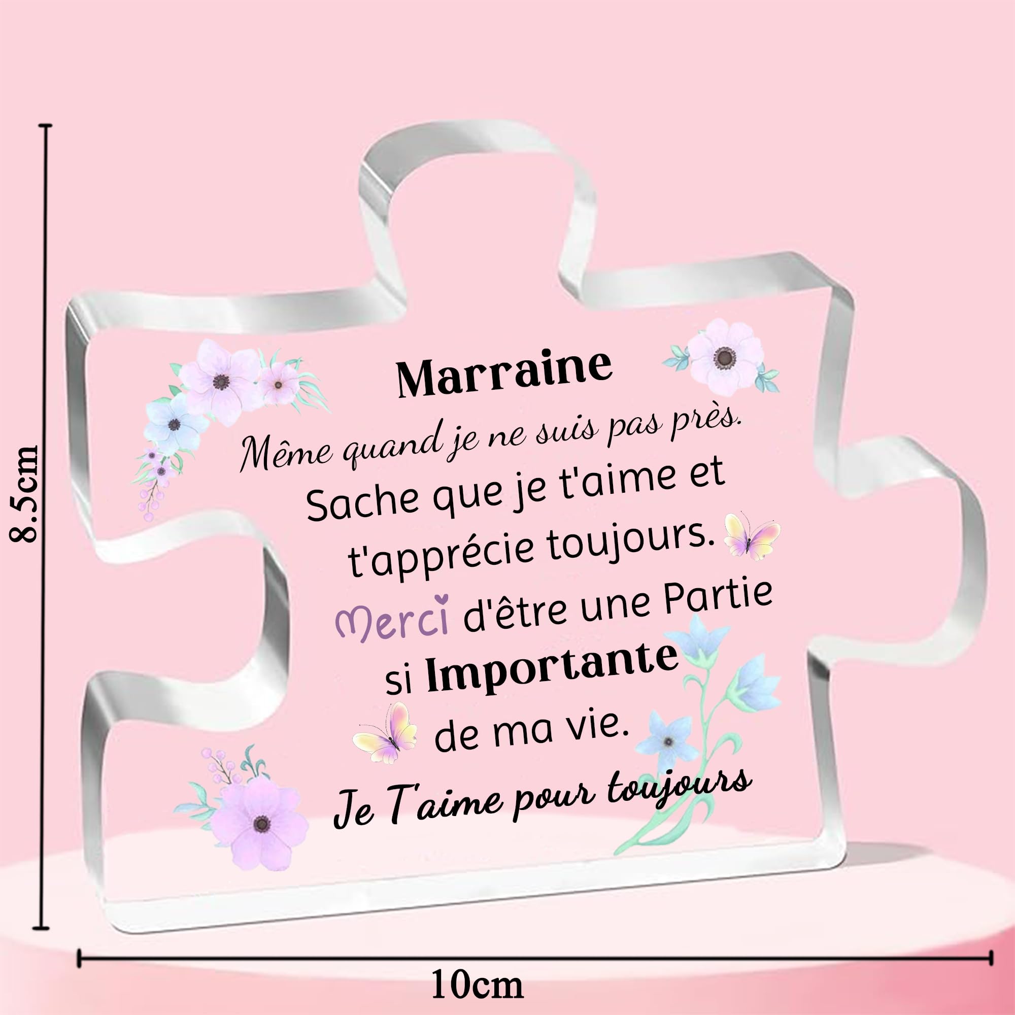 FCZIVA Marraine Acrylique Plaque Puzzle Ornements Femmes Fête des Mères Cadeaux Personnalisé Anniversaire Noël Maison Bureau Signes Décoration Marrainne Retraite Apprécier Souvenir Je T'Aime
