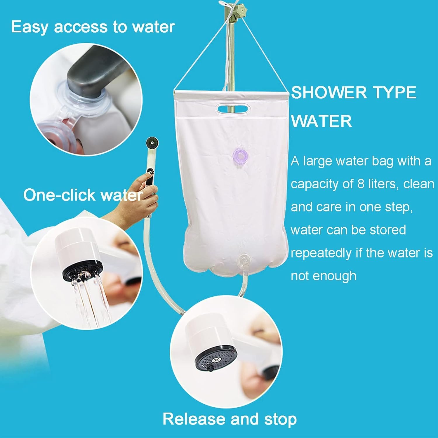 Tragbare Aufblasbare Nachttisch Badewanne, PVC Inflatable Bathtub Faltbare Badewanne Nachttisch Duschsystem mit Wasserbeutel und Überkopf-Dusche für Bettridden Behinderte ältere Menschen