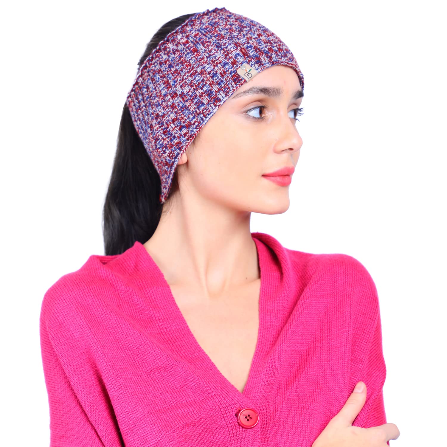 vr designers Crisscross Pattern Handknitted Woolen Pom Pom Cap (Multi2)-picture-21