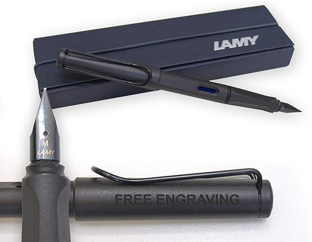 LAMY safari Fountain Pen - Charcoal Matt Black 017 model +Gift box - Free Engraving/personalised- choose with or without Engraving,