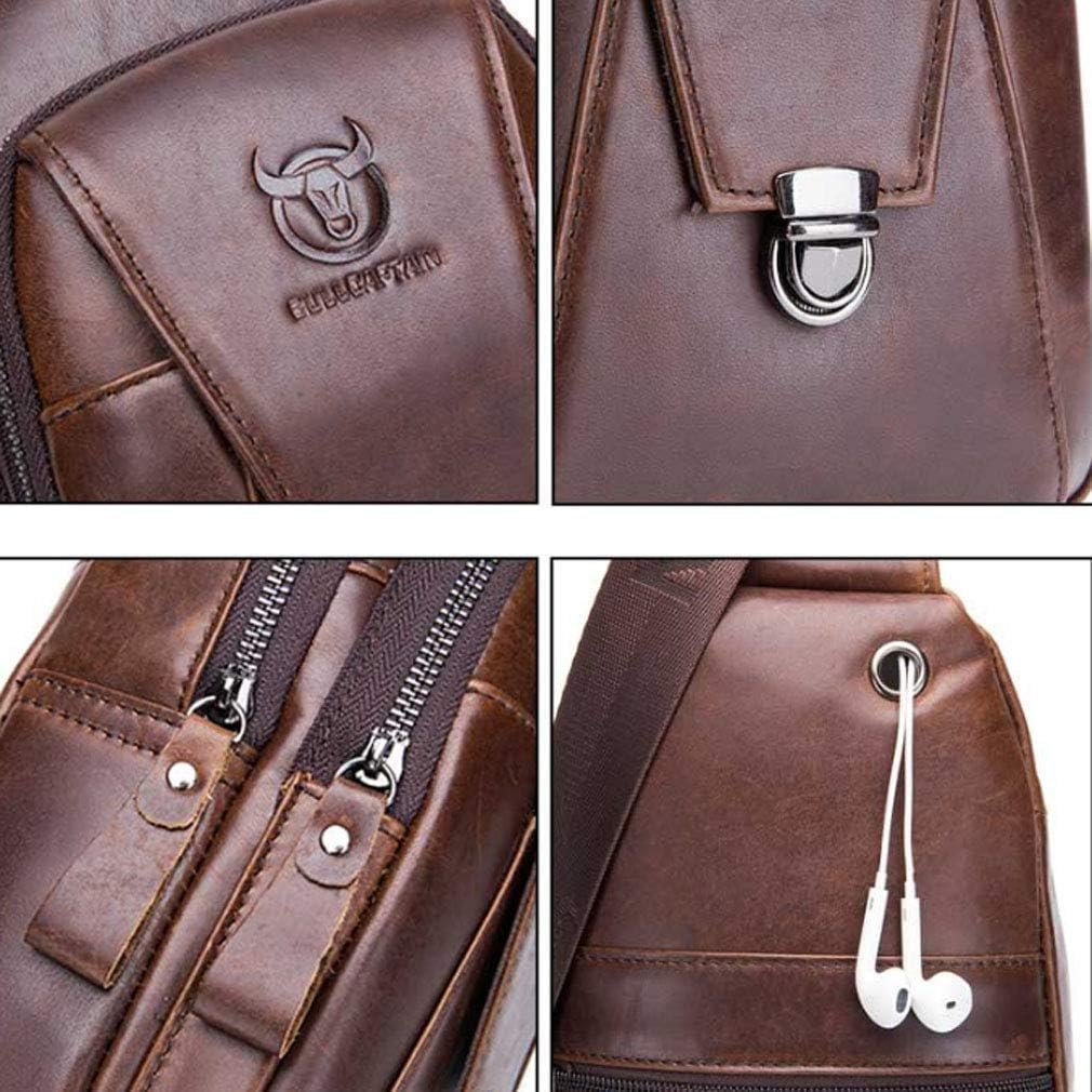 KPYWZER Vintage Leather Sling Bag Backpack for Men Crossbody Shoulder Chest Day Pack Backpacks - Image 5