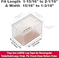 Vista 3 de Protectores de suelo para patas de silla, ajuste rectangular, longitud de 1-15/16 a 2-1/16 pulgadas y ancho de 15/16 a 1-3/16 pulgadas, tapas